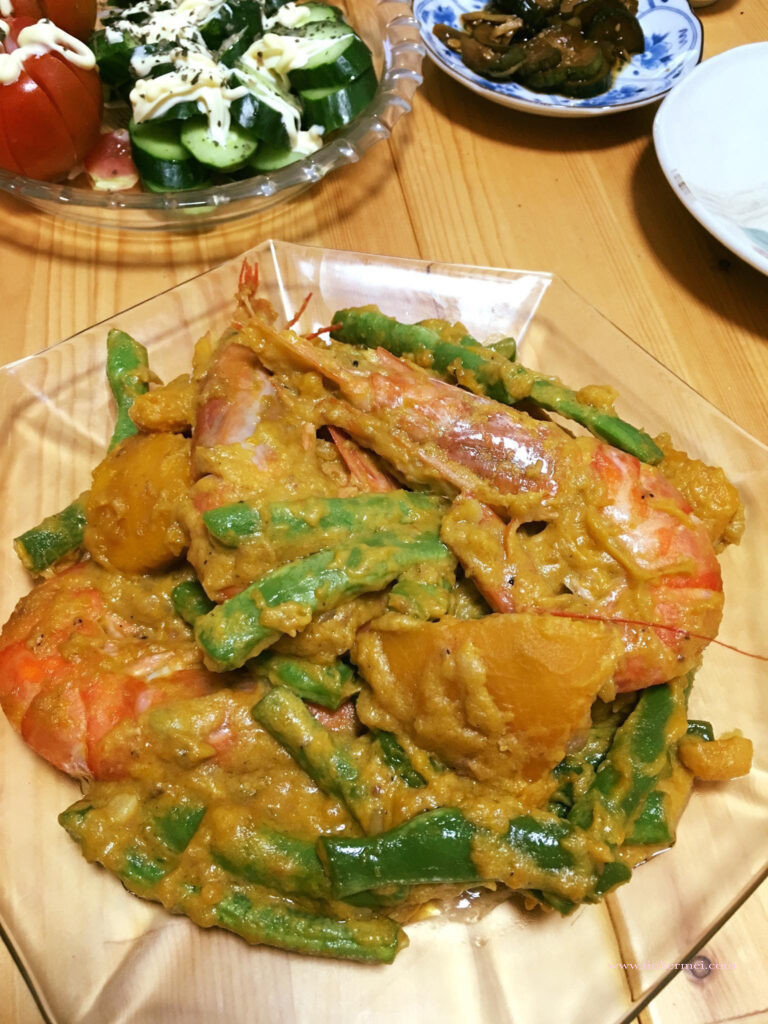 shrimp with beans and coconut milk